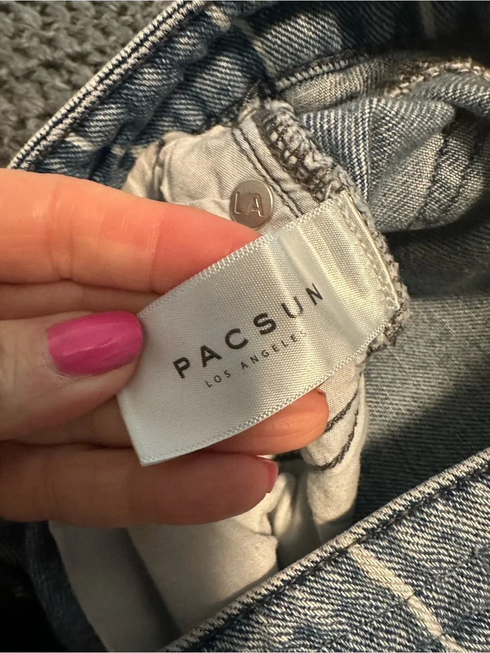 PacSun Mom Jeans Womens 26 Blue White Pinstripe High Rise Tapered 100% Cotton